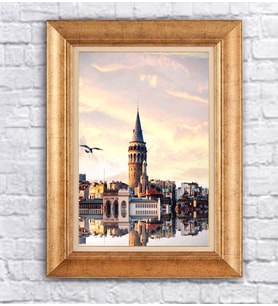 Altın Varaklı  Çerçeveli Paspartulu Tablo ndd1350 (Gold)