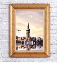 Altın Varaklı  Çerçeveli Paspartulu Tablo ndd1350 (Gold)
