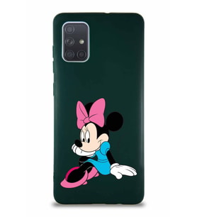 Samsung Galaxy A71 Soft Premier Kapak Minnie Mouse-E Tasarımlı Silikon Kılıf - Yeşil (Şeffaf)