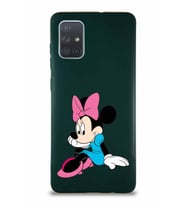 Samsung Galaxy A71 Soft Premier Kapak Minnie Mouse-E Tasarımlı Silikon Kılıf - Yeşil (Şeffaf)