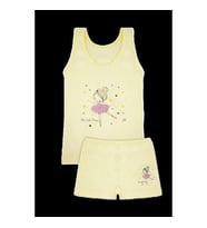 KIZ 3/12 YAŞ KARIŞIK DESENLİ ATLET VE BOXER SET (Krem)
