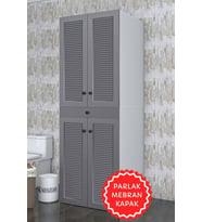 Kenzlife membran çamaşır-kurutma makinesi dolabı el kindi gribyz panjur 187*070*60 mebran kapak MDF gövde (Beyaz-Gri)