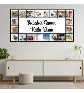 Babalar Gününe Özel 20 Fotoğraflı Ahşap Tablo