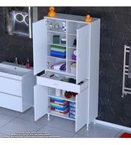 Modilayn YENİ AFRA 85 x 173 x 32,5 cm 1 Çekmece 4 Kapak 7 Raf 10 Bölme Çok Amaçlı Banyo & Mutfak Dolabı 