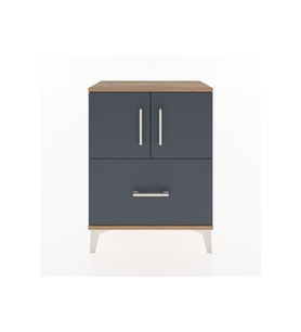 Arges Komodin 2 Raflı Tek Çekmeceli 2 Kapaklı 60x30x80 Çam-Antrasit