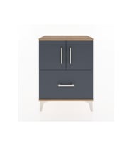 Arges Komodin 2 Raflı Tek Çekmeceli 2 Kapaklı 60x30x80 Çam-Antrasit