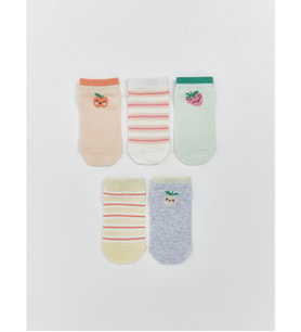 LCW baby Pembe Baskılı Kız Bebek Patik Çorap 5'li