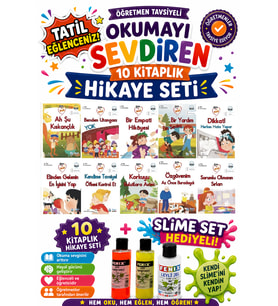 1. Sınıf Öğretmen Tavsiyeli Okumayı Sevdiren 16 Sayfa 10 Kitaplık Hikaye Seti-5 (Slime Set Hediyeli)