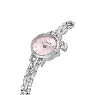 Polo Air Romen Rakamlı Kalp Charmlı Kadın Kol Saati Gümüş Pembe Renk PL-1601B4x