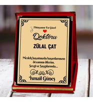 Doktor Baskılı Plaket (8. Tasarım)  Kişiye Özel (Kırmızı)