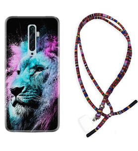 Oppo Reno 2Z 4 Lite 4 Pro 5 6 7 A31 Kılıf Boyun Asklı Rasta Silikon Pink Blue Leon 1603