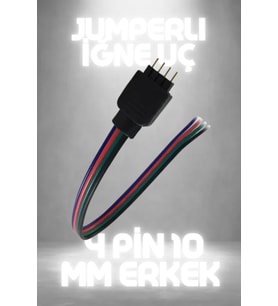 10 Adet Led Bağlantı Konnektör Soket Rgb Şerit Led 4 Pin 10 Mm Erkek Jumperlı İğne Uç