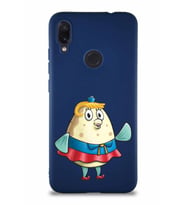 Xiaomi Redmi Note 7 Soft Premier Kapak Bayan Puff Tasarımlı Silikon Kılıf - Lacivert (Şeffaf)