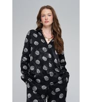 Kadın Gül Desenli Oversize Rahat Kesim Gömlek