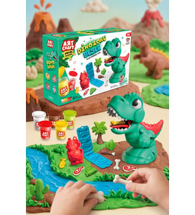 Art Craft Dinozoru Besle Oyun Hamuru Seti 5 Renk 3D Kalıplı Eğitici T-Rex Oyuncak 3+ Yaş