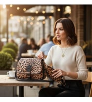 Givenza 🎁 Kişiye Özel Cüzdan & Kolye Hediyeli Şık Kadın Çanta Seti 🎁 (Kahve Leopar)