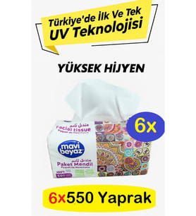 MAVİ BEYAZ Pratik Paket Çek Kullan Mendil - Peçete 6x550 Yaprak