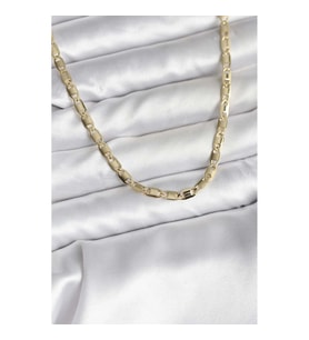Mey İthalat® 14K Gold Renk Kaplama Plaka Ezme Model Zincirli CM Kadın Kolye