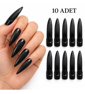 Siyah Plastik Cadı Takma Tırnak 10’lu Set