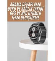 Mey İthalat® Akıllı Saat Çelik Kordon Çağrı Cevaplama Amoled Ekran Titreşimli Uyku Takibi