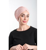Pudra Pratik Hazır Geçmeli Tesettür Bone Fukuro Simli Büzgülü 2116_06