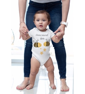 Amcasının Balı Desenli Kısa Kol Unisex Body