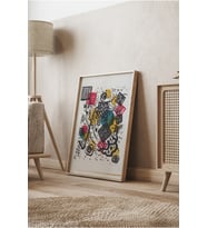 Minimalist Retro Tasarımlı Doğal Ahşap Çerçeveli Tablo