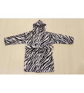 Ender Home Bebek Bornozu Çocuk Bornozu Baskılı Bukle Kapşonlu Bornoz 3-4 Yaş-Zebra Baskılı