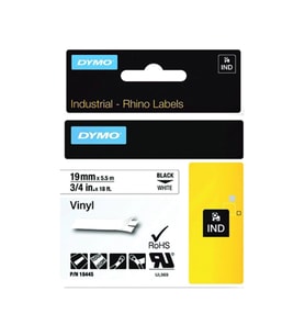 Dymo Rhino Pro Etiketi Renkli Vinil 19 MMx5,5 MT Beyaz Üzerine Siyah 18445 (Beyaz-Siyah)