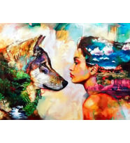 Kadın ve Kurt 2 Sayılarla Boyama Seti(40x50 cm Tuval Şasesine Gerili)