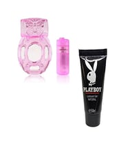 Erolife Esnek Jel Silikon Titreşimli Klitoral Uyarıclı Pens Halkası  + Playboy Lubricant Jel