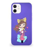Apple iPhone 12 Mini Soft Premier Kapak Vespagirl Tasarımlı Silikon Kılıf - Mor (Şeffaf)