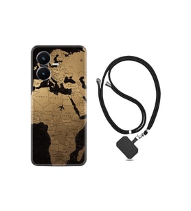 Vivo Y22s Kılıf Ipli Boyun Askılı Desenli Silikon Map Planet 1656