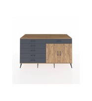 Kronos Konsol Tek Raflı 6 Çekmeceli 2 Kapaklı 176x59x99 Çam-Çam/Antrasit