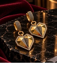 Sallantılı Zirkon Taş Detaylı Kalp Model Küpe