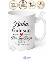 Baba Gülüşün Her Şeye Değer Yazılı Kupa Bardak Babalar Günü Hediye