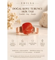 Sertifikalı Doğal Koyu Turuncu Akik Taşı Yüzük Bakır Kasa Ayarlanabilir El İşçiliği