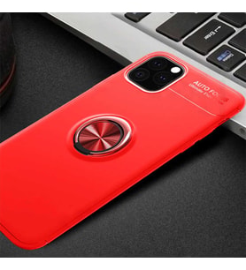 Apple iPhone 11 Pro Max Kılıf Zore Ravel Yüzüklü Silikon Kılıf (Kırmızı)