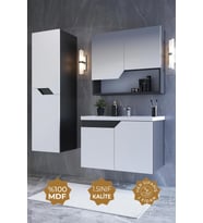 Teta Home Napoli 80 cm Mdf Banyo Dolabı Seti + Boy Dolabı (Antrasit)
