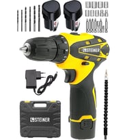 Steiner Germany Technology 32 V Darbesiz Metal Şanzıman Çift Akülü Şarjlı Vidalama Matkap Sarı + Set