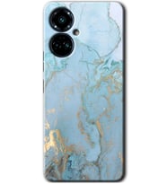 Tecno Camon 19 Pro Kılıf HD Desen Baskılı Kılıf - Mavi Gold Mermer