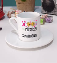 Biyoloji Mühendisi Türk Kahvesi Fincanı Beyaz