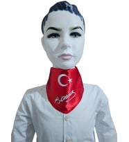 Ay Yıldızlı Atatürk İmzalı Fular (Kırmızı)