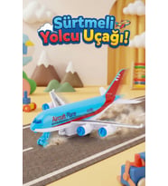 Sürtmeli Oyuncak Yolcu Uçağı - 16 cm Model Uçak - Eğitici Çocuk Oyuncağı