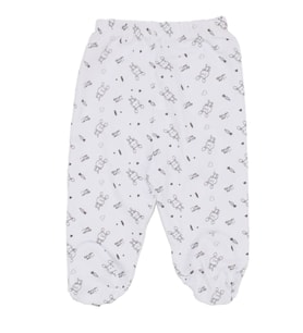 Unisex Beyaz Tavşan Desenli Patikli Tek Alt