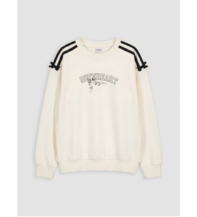 LCW Kids Ekru Fiyonklu Baskılı Kız Çocuk Sweatshirt