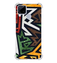 PrintiFy Realme C15 Uyumlu Kamera Korumalı Soyut Grafiti Tasarımlı Şeffaf Silikon Kılıf