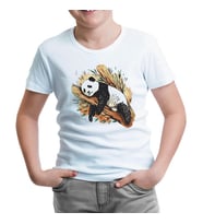 Panda Sleeping on a Branch Beyaz Çocuk Tshirt