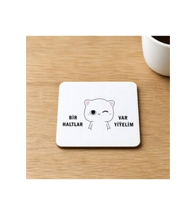 Ruh Hali Serisi Komik Yazılı Baskılı 9x9 cm Kare MDF Bardak Altlığı Ahşap