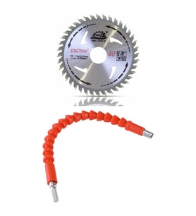 Matkap Daire Testere Aparatı 115 mm Ahşap Bıçağı ve Esnek Bits Uzatma Şaftı Seti